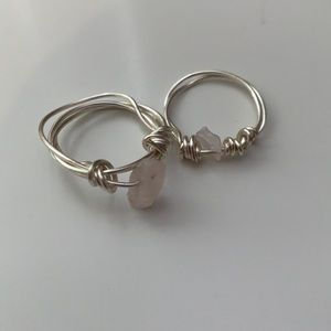 Rose Quartz wire wrapped rings